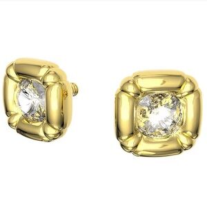 Gold Cushion-Shaped Earrings with Swarovski Crystal
